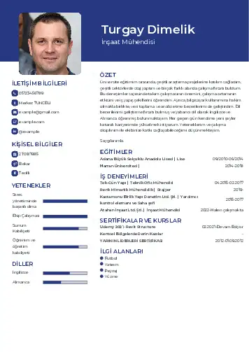 İnşaat Mühendisi Cv Örnekleri cv indir